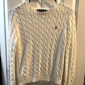 Ralph Lauren Cream Cashmere Knit Crewneck Slim Fit Sweater - sz. M